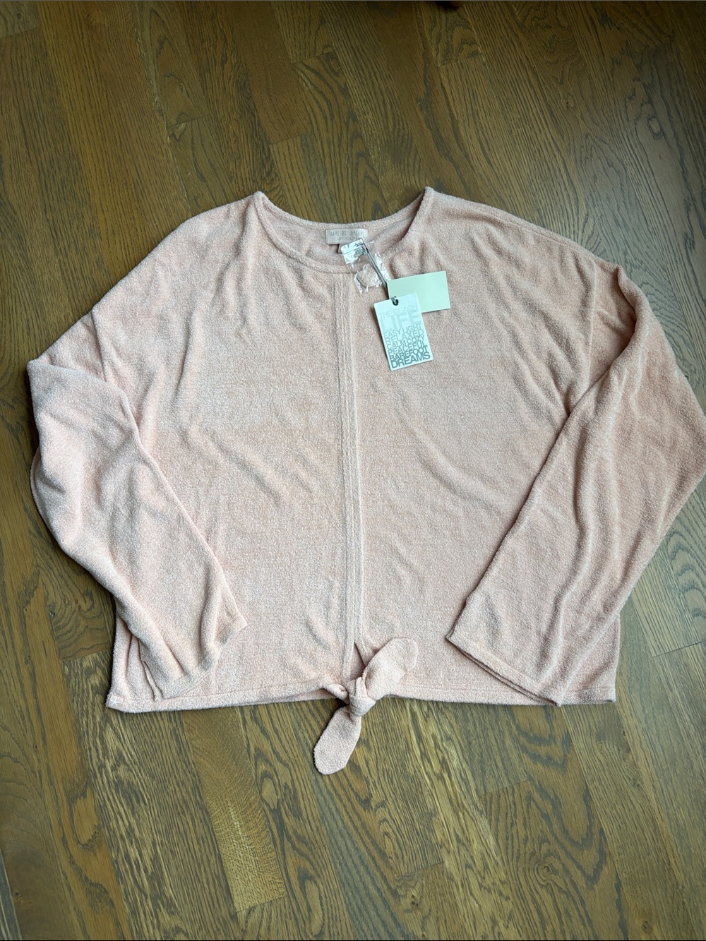 Barefoot Dreams Cozy Chic Ultra Lite Tie-Front Women’s Top in Peach